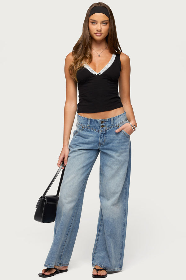 Winney Contrast Lacey Tank Top view 2