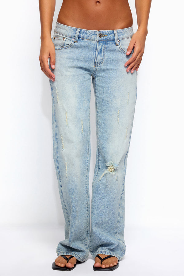 Lainie Distressed Low Rise Bootcut Jeans view 2
