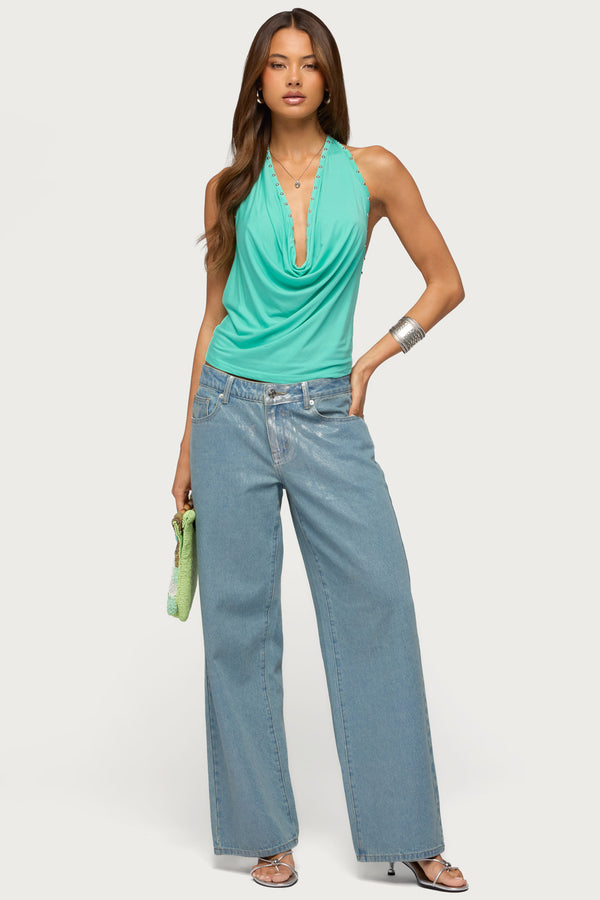 Sephie Stud Cowl Neck Halter Top view 2