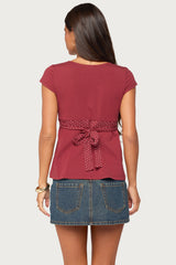 Arla Polka Dot V Neck Top