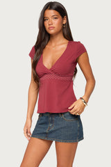 Arla Polka Dot V Neck Top