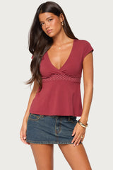Arla Polka Dot V Neck Top