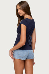 Arla Polka Dot V Neck Top