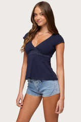 Arla Polka Dot V Neck Top