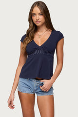 Arla Polka Dot V Neck Top