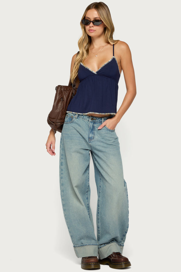 Grazi Contrast Stitch Babydoll Tank Top view 2