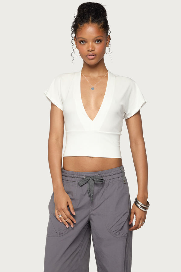 Mundy Deep V Neck Top view 1