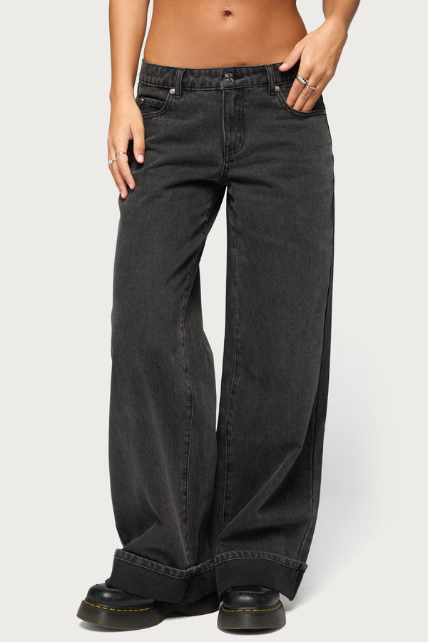Gatz Cuffed Low Rise Wide Leg Jeans view 2