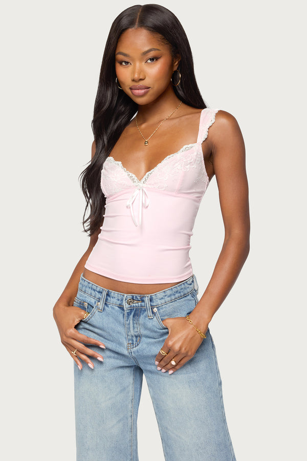 Troya Contrast Lacey Top view 1