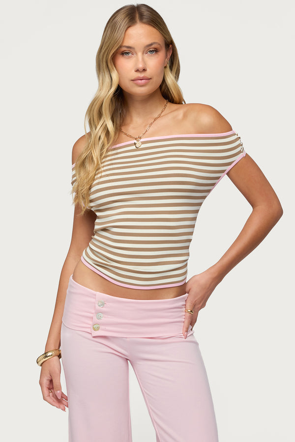 Zory Striped Backless Off Shoulder Top view 1