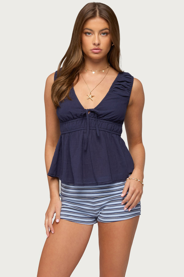 Bertha V Neck Babydoll Top view 1