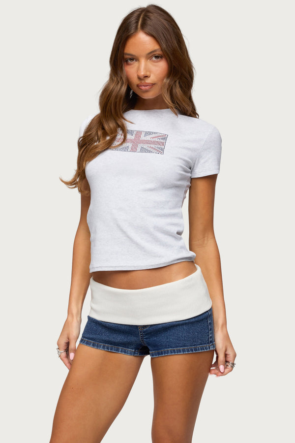 UK Girl Rhinestone T Shirt view 1