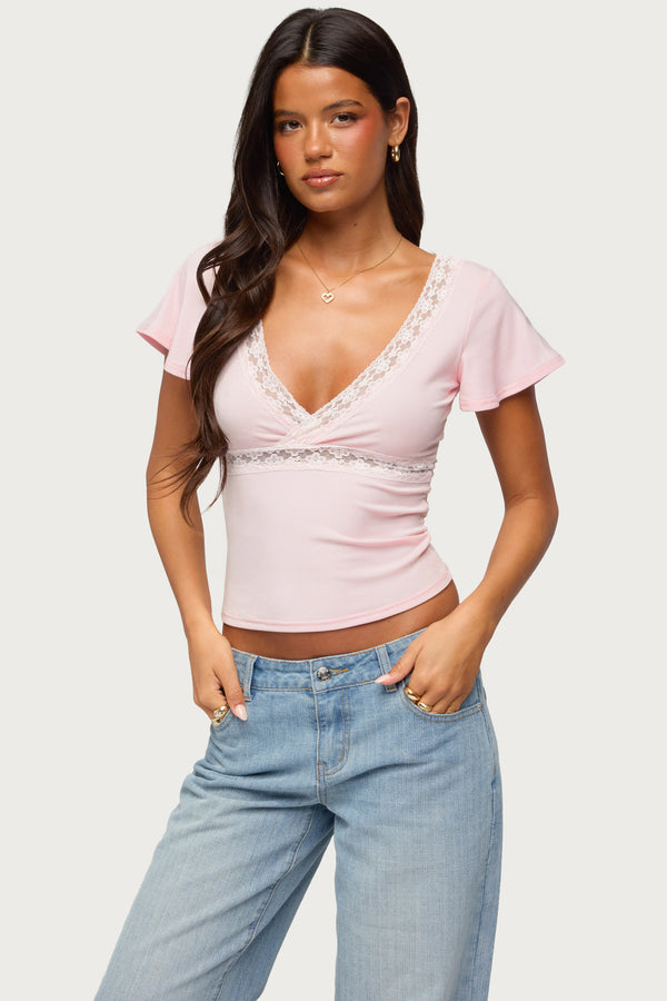 Yvetta Lacey Flutter Sleeve Top view 1