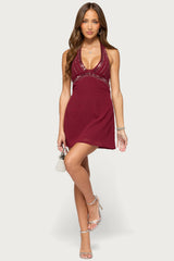 Delaina Rhinestone Chiffon Mini Dress