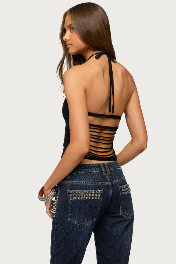 Minsoo Shredded Back Halter Top view 1