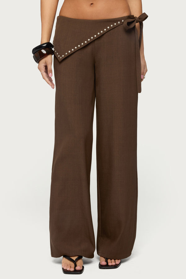 Avery Studded Foldover Straight Leg Pants view 2