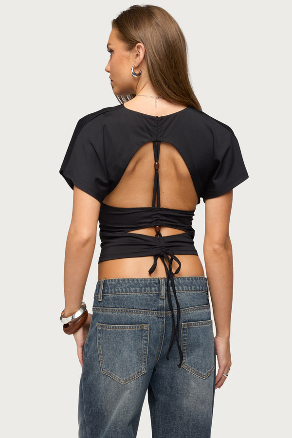 Salie Back Cutout Flutter Top view 1