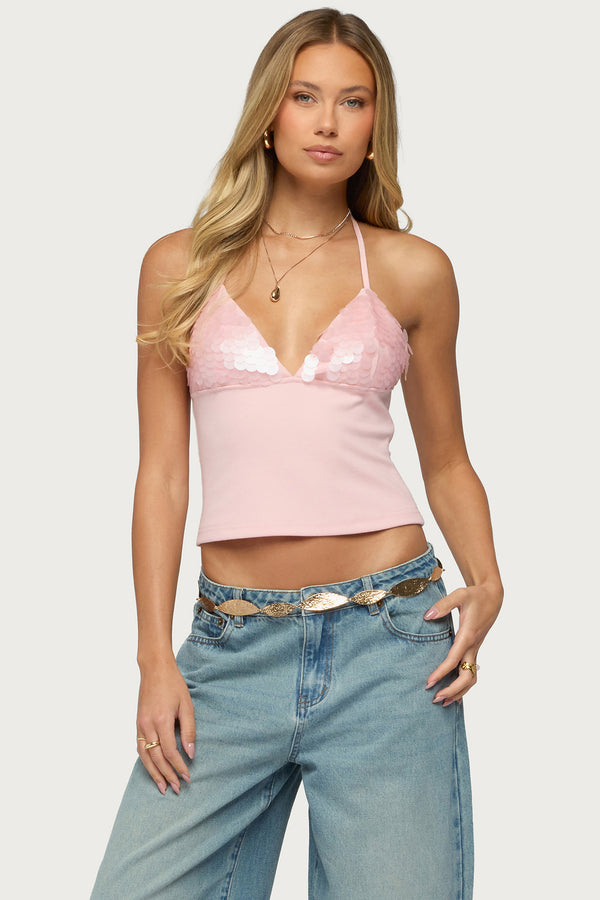 Katelyn Sequin Halter Top view 1