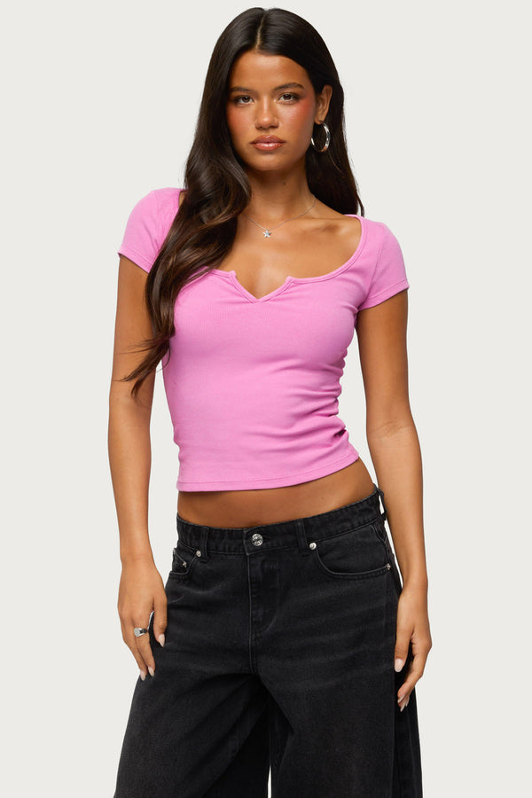 Jeanna Notch Scoop Neck T Shirt view 1