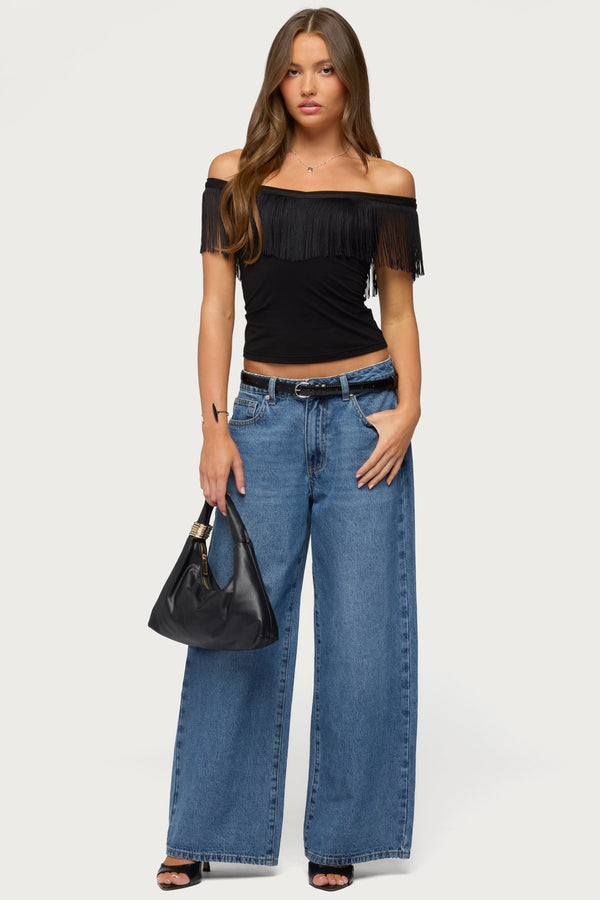 Catelina Fringe Off Shoulder Top view 2
