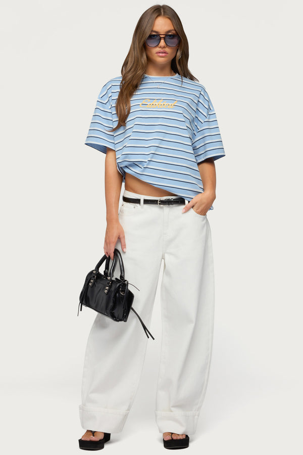 Chill Girl Striped Oversized T Shirt view 1