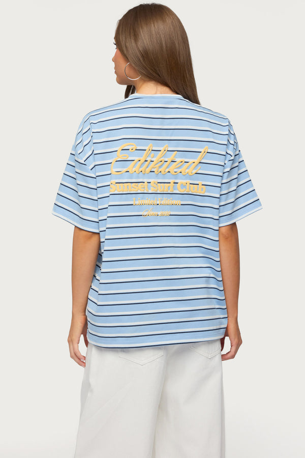 Chill Girl Striped Oversized T Shirt view 2