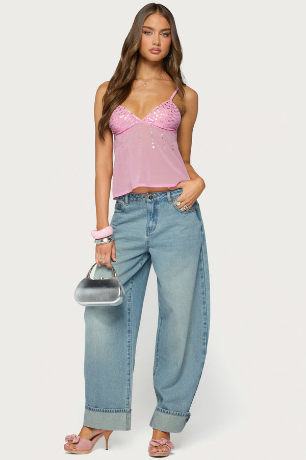 Klio Sequin Chiffon Babydoll Top view 2