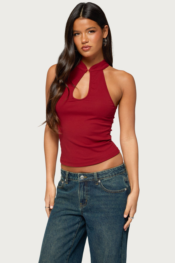 Darby High Neck Keyhole Top view 2