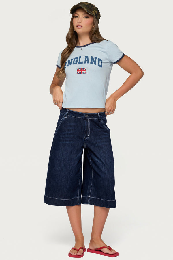 Letty Low Rise Denim Bermuda Shorts view 1