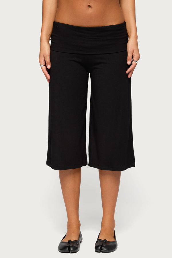Shirly Wide Leg Foldover Capri Pants view 2