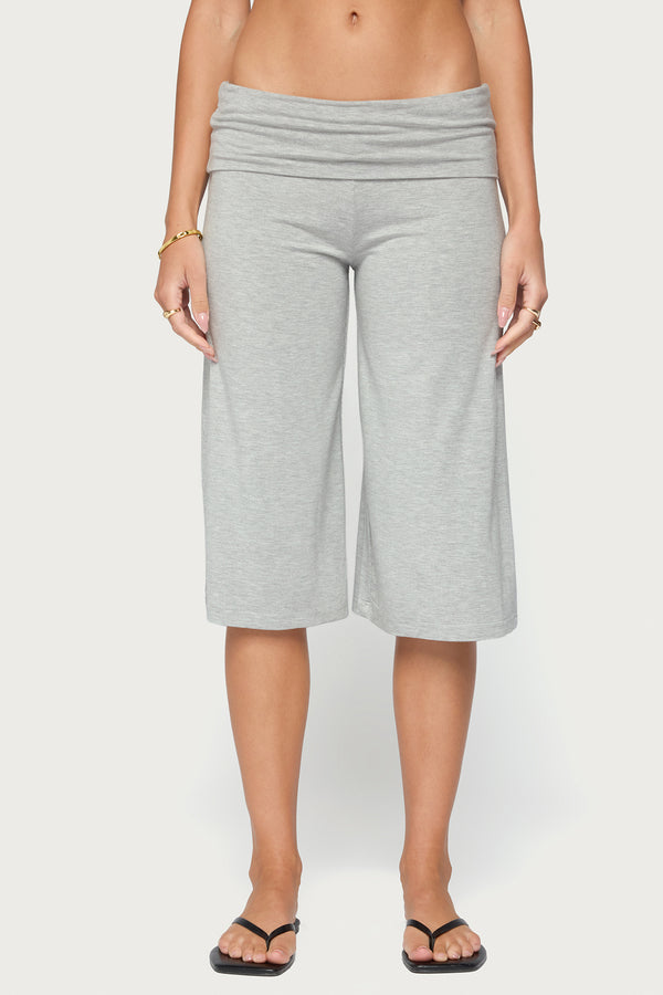Shirly Wide Leg Foldover Capri Pants view 2