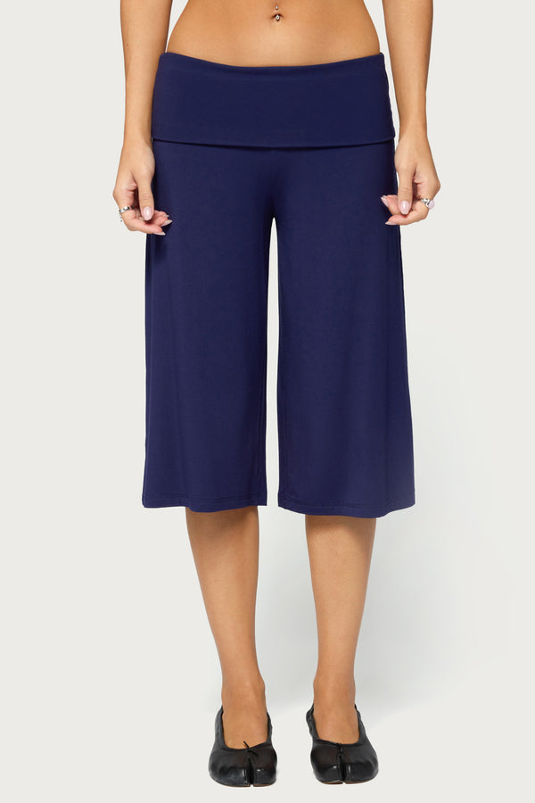 Shirly Wide Leg Foldover Capri Pants view 2