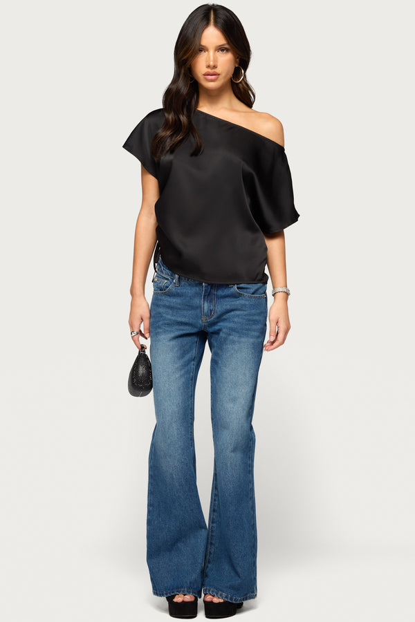 Jori Off Shoulder Satin Effect Top view 2