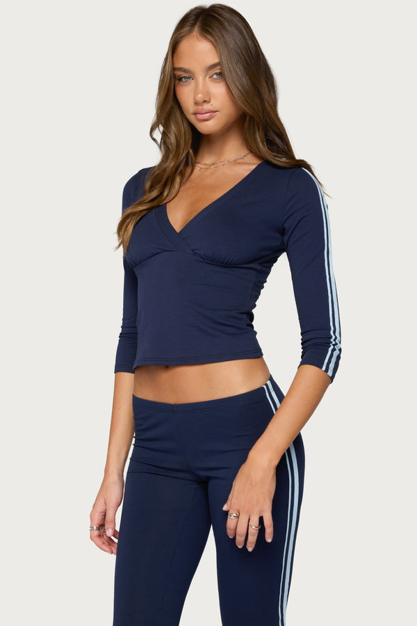 Danie Stripey Three-Quarter Sleeve Top view 1