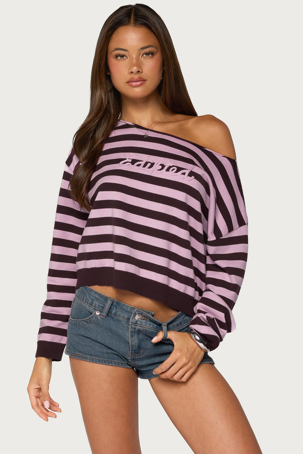 Edikted Campus Striped Knit Sweater view 1