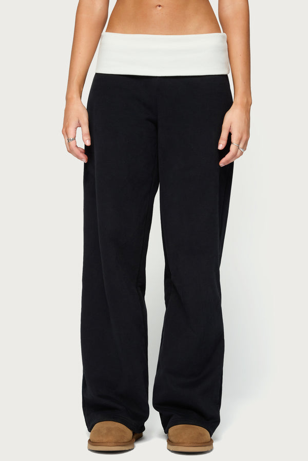 Idha Contrast Foldover Baggy Sweatpants view 2