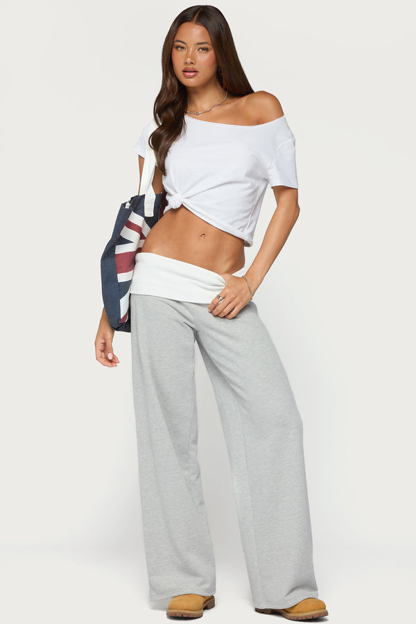 Idha Contrast Foldover Baggy Sweatpants view 1