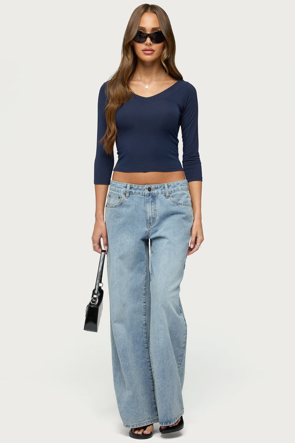 Cecilie Three-Quarter Sleeve V Neck Top view 2