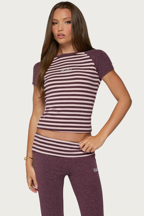 Stay Edikted Stripey Raglan T Shirt view 2