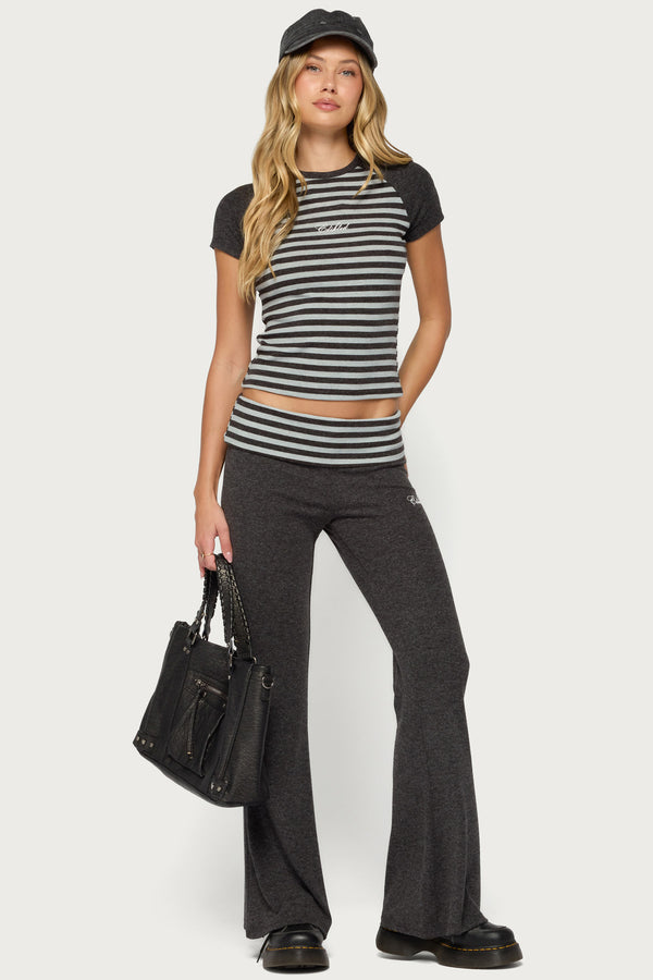 Stay Edikted Stripey Foldover Pants view 1