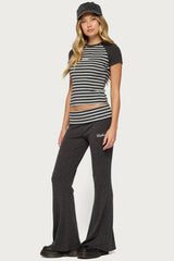 Stay Edikted Stripey Raglan T Shirt