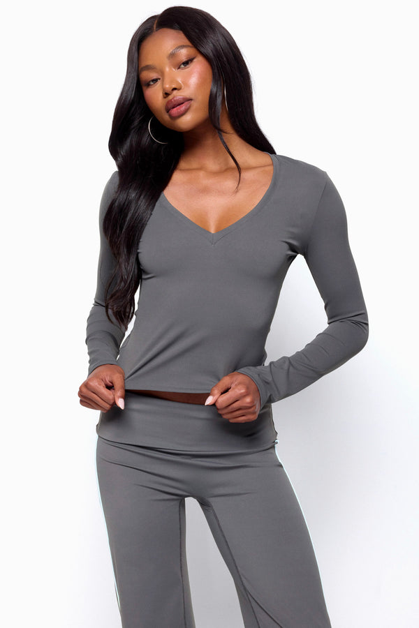 Ferne Long Sleeve V Neck Top view 2