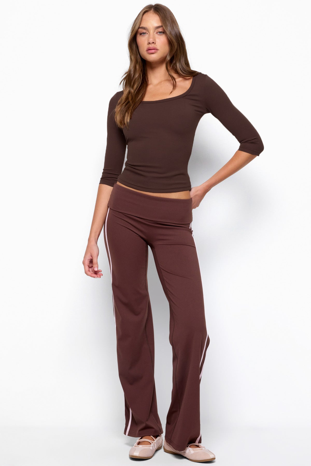 Desi Scoop Neck Three-Quarter Sleeve Top