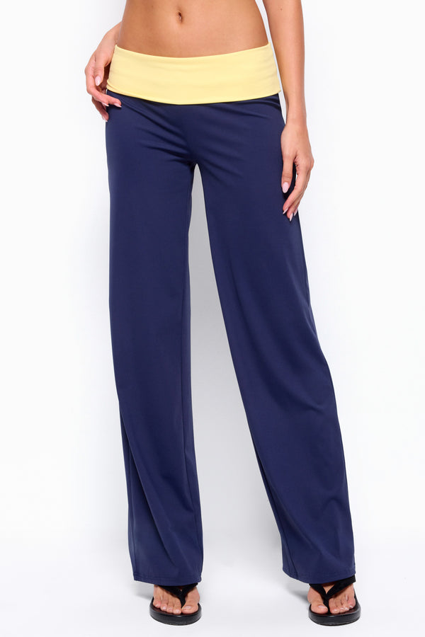 Dayna Contrast Foldover Straight Leg Pants view 2