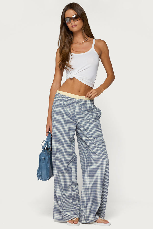 Indya Contrast Plaid Wide Leg Pants view 1