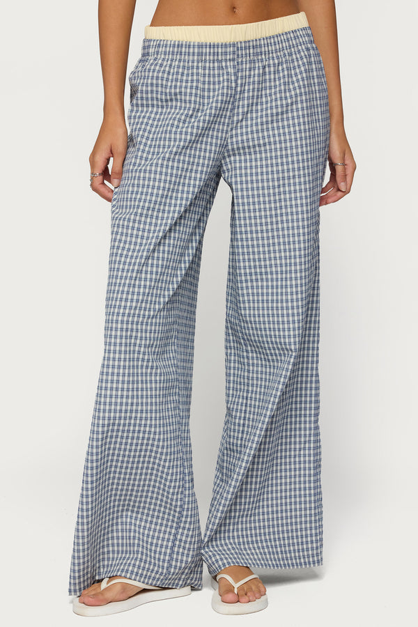 Indya Contrast Plaid Wide Leg Pants view 2
