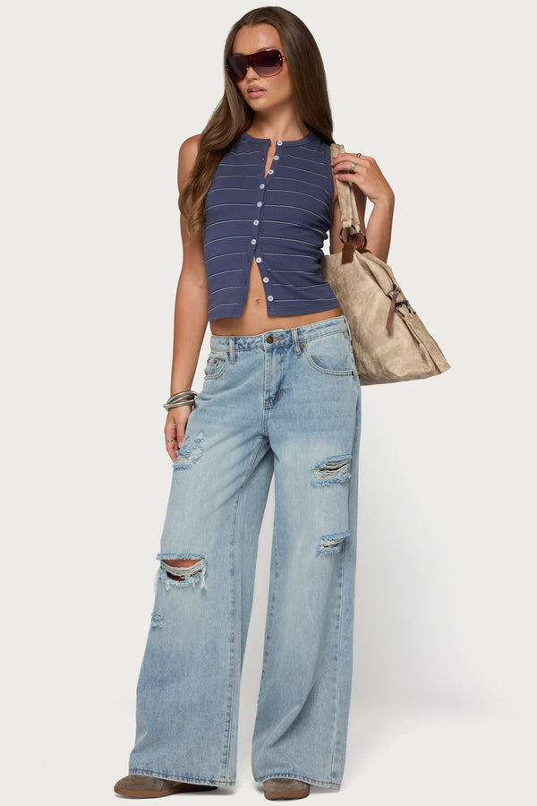 Brynne Striped Button Up Top view 2