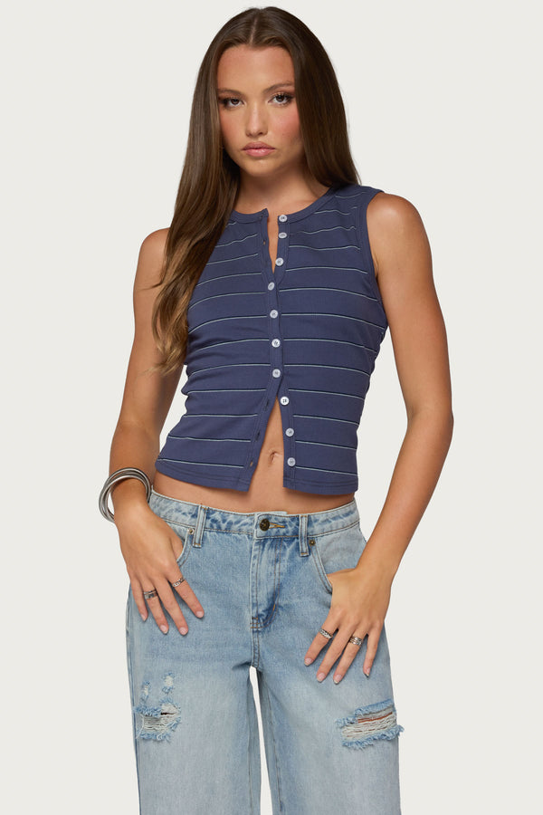 Brynne Striped Button Up Top view 1