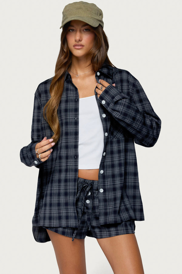 Alessa Plaid Button Up Long Sleeve Top view 2