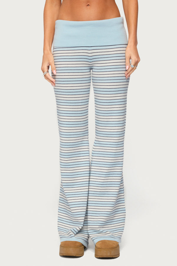 Jadie Foldover Striped Knit Pants view 2